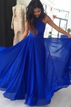 Long Royal Blue Chiffon Prom Dresses Formal Evening Gowns 901560