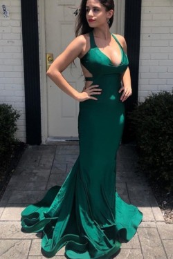 Long Green Mermaid Prom Dresses Formal Evening Gowns 901566