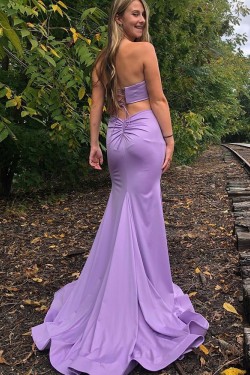 Long Strapless Mermaid Lilac Prom Dresses Formal Evening Gowns 901571
