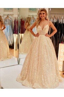 A-Line Sparkle Ball Gown Prom Dresses Formal Evening Gowns 901573
