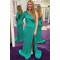 Long Green One Shoulder Sequin Prom Dresses Formal Evening Gowns 901581