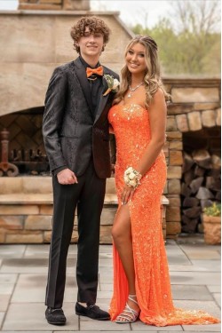 Elegant Sequin Strapless Long Prom Dresses Formal Evening Gowns 901584