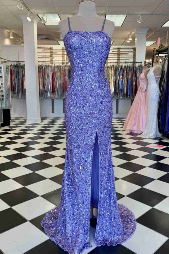 Elegant Sequin Spaghetti Straps Long Prom Dresses Formal Evening Gowns 901585