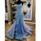 Long Blue Mermaid Lace and Tulle Prom Dresses Formal Evening Gowns 901587