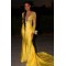 Long Yellow Mermaid Lace Prom Dresses Formal Evening Gowns 901592