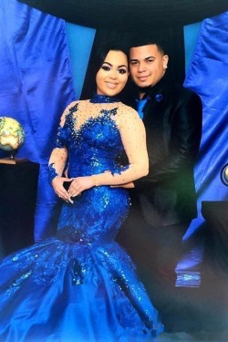 Long Royal Blue Mermaid Beaded Lace Prom Dresses Formal Evening Gowns 901594