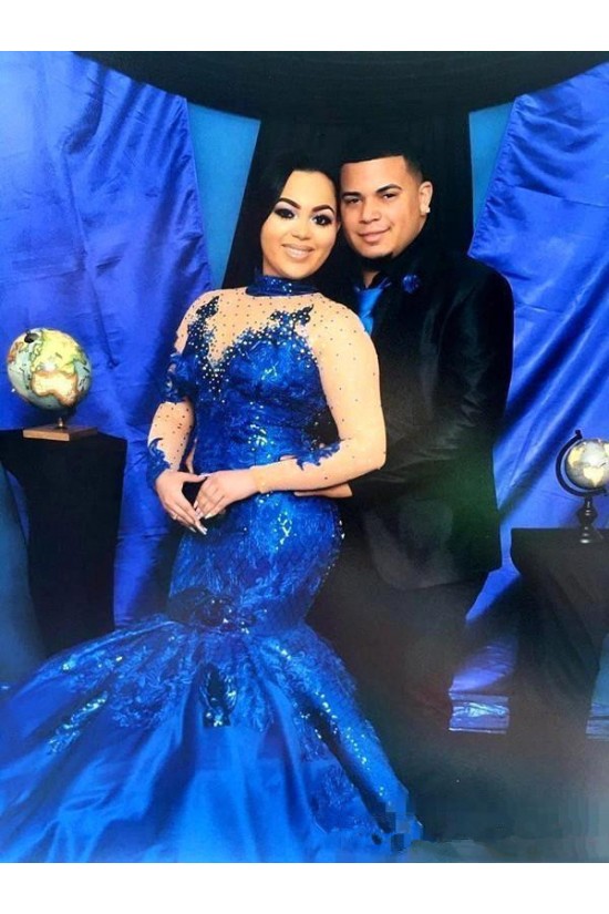 Long Royal Blue Mermaid Beaded Lace Prom Dresses Formal Evening Gowns 901594 Long Royal Blue Mermaid Beaded Lace Prom Dresses Formal Evening Gowns 901594