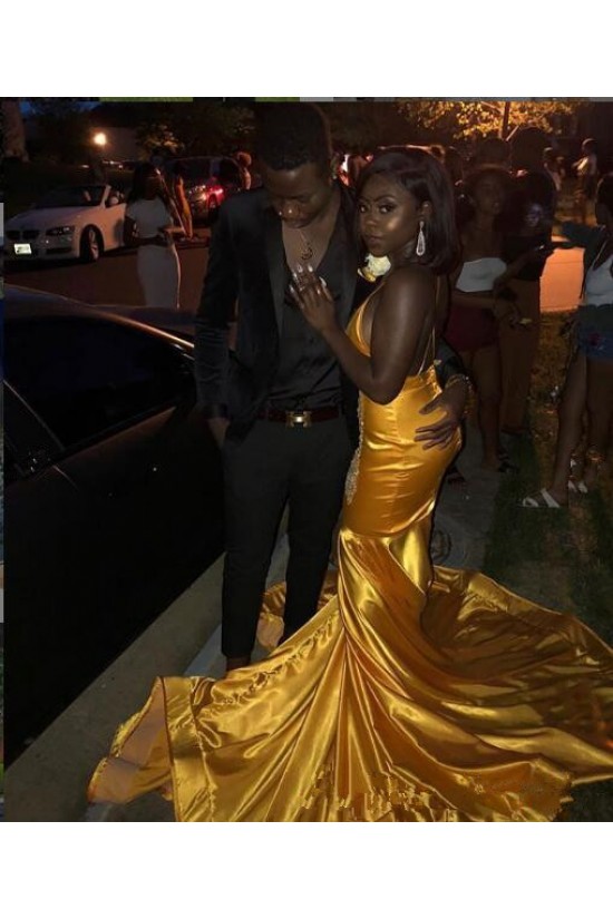 Long Yellow Mermaid Lace Prom Dresses Formal Evening Gowns 901595 Long Yellow Mermaid Lace Prom Dresses Formal Evening Gowns 901595