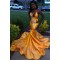 Long Yellow Mermaid Lace Prom Dresses Formal Evening Gowns 901595