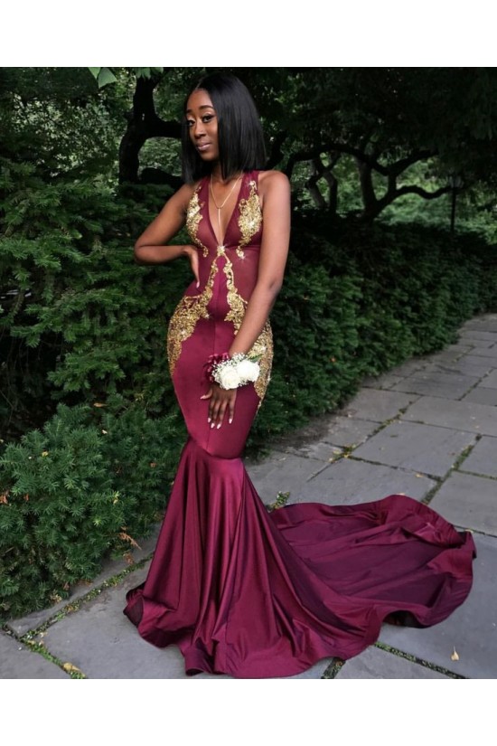 Long Mermaid Gold Lace Prom Dresses Formal Evening Gowns 901596 Long Mermaid Gold Lace Prom Dresses Formal Evening Gowns 901596