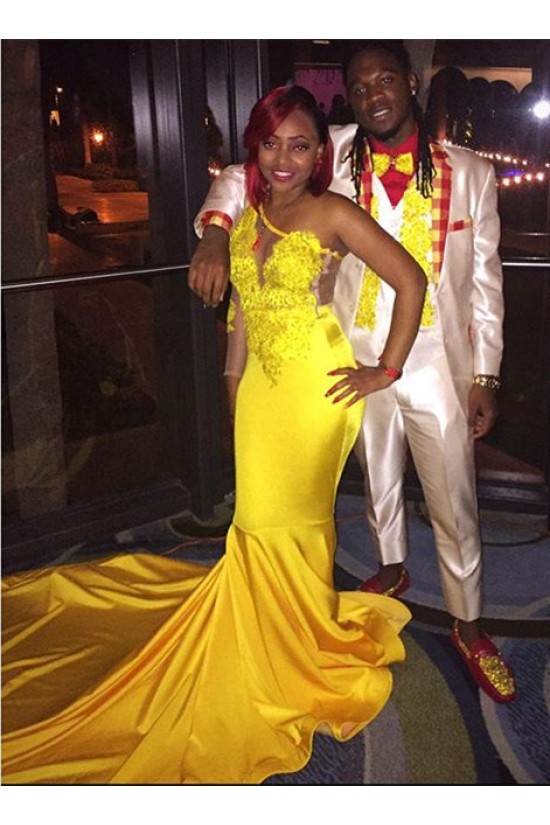 Long Yellow Mermaid One Shoulder Prom Dresses Formal Evening Gowns 901597 Long Yellow Mermaid One Shoulder Prom Dresses Formal Evening Gowns 901597