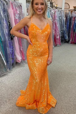Mermaid Sparkle Sequin Long Prom Dresses Formal Evening Gowns 901601