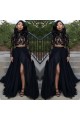 Long Black Two Pieces Lace Tulle Prom Dresses Formal Evening Gowns 901605 Long Black Two Pieces Lace Tulle Prom Dresses Formal Evening Gowns 901605