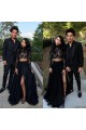 Long Black Two Pieces Lace Tulle Prom Dresses Formal Evening Gowns 901605 Long Black Two Pieces Lace Tulle Prom Dresses Formal Evening Gowns 901605