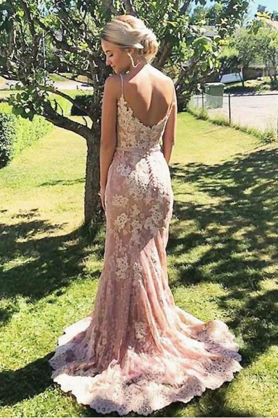 Mermaid Spaghetti Straps Long Lace Beaded Prom Dresses Formal Evening Gowns 901608 Mermaid Spaghetti Straps Long Lace Beaded Prom Dresses Formal Evening Gowns 901608