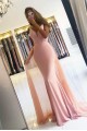 Long Pink Beaded Mermaid Prom Dresses Formal Evening Gowns 901612
