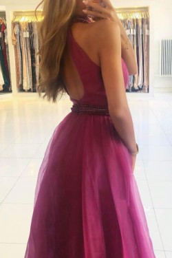 A-Line Beaded Long Prom Dresses Formal Evening Gowns 901613