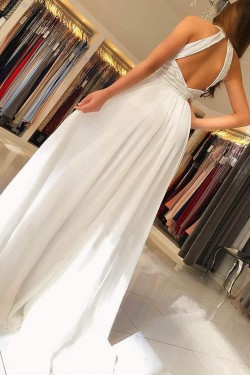 A-Line Beaded Long Prom Dresses Formal Evening Gowns 901614