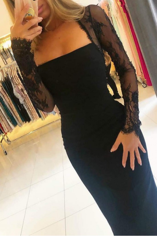 Long Black Mermaid Lace Prom Dresses Formal Evening Gowns 901615 Long Black Mermaid Lace Prom Dresses Formal Evening Gowns 901615
