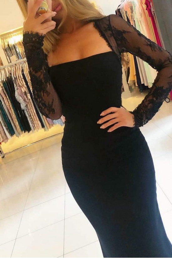 Long Black Mermaid Lace Prom Dresses Formal Evening Gowns 901615 Long Black Mermaid Lace Prom Dresses Formal Evening Gowns 901615