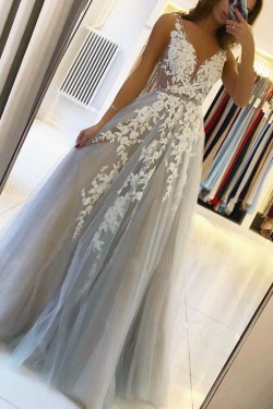 A-Line Lace Prom Dresses Formal Evening Gowns 901616