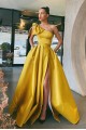 A-Line One Shoulder Long Prom Dresses Formal Evening Gowns 901619