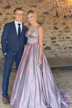 A-Line Sparkle Prom Dresses Formal Evening Gowns 901620