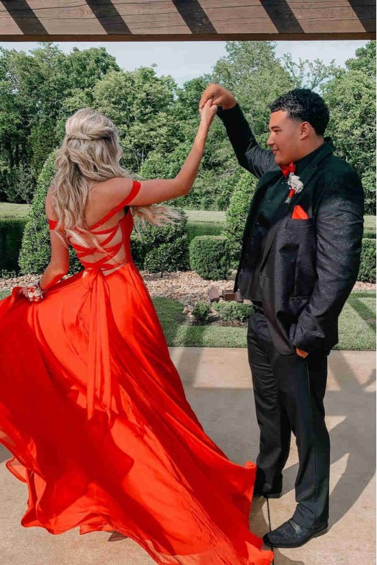 A-Line Long Red Prom Dresses Formal Evening Gowns 901622