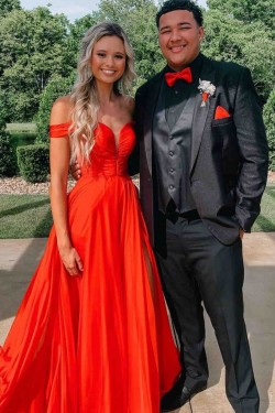 A-Line Long Red Prom Dresses Formal Evening Gowns 901622