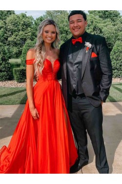 A-Line Long Red Prom Dresses Formal Evening Gowns 901622
