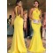 Long Yellow Mermaid Prom Dresses Formal Evening Gowns 901623
