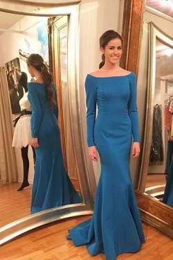 Mermaid Long Sleeves Prom Dresses Formal Evening Gowns 901629