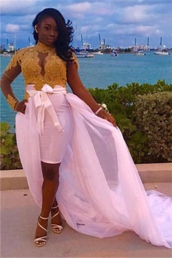 Pink Prom Dresses with Gold Lace Appliques Formal Evening Gowns 901630