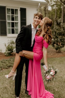 Sheath Off the Shoulder Long Prom Dresses Formal Evening Gowns 901631