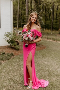 Sheath Off the Shoulder Long Prom Dresses Formal Evening Gowns 901631