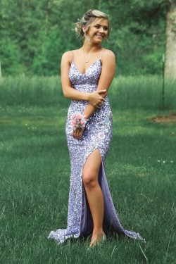 Mermaid Spaghetti Straps Sequin Prom Dresses Formal Evening Gowns 901635