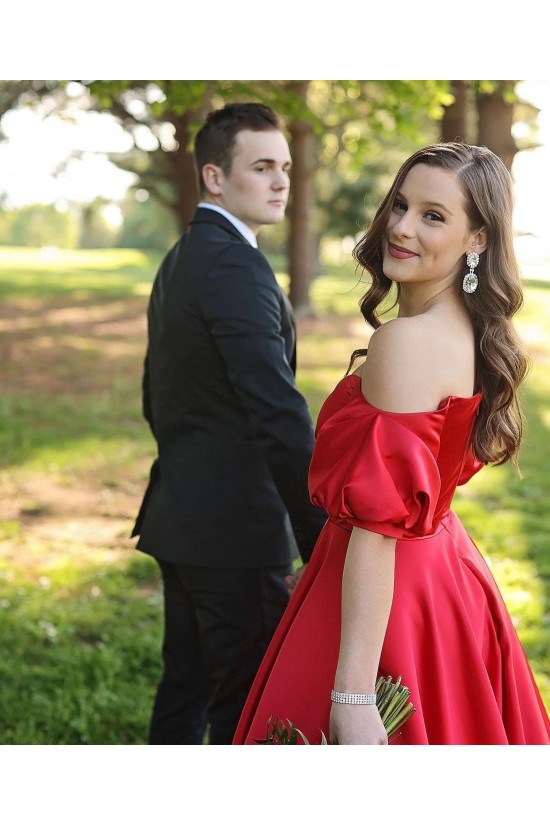 Long Red Off the Shoulder Satin Prom Dresses Formal Evening Gowns 901636 Long Red Off the Shoulder Satin Prom Dresses Formal Evening Gowns 901636