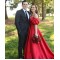 Long Red Off the Shoulder Satin Prom Dresses Formal Evening Gowns 901636