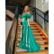 A-Line Long Green Off the Shoulder Prom Dresses Formal Evening Gowns 901638