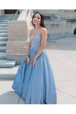 A-Line Beaded Lace Long Prom Dresses Formal Evening Gowns 901640