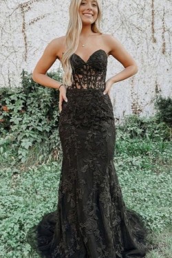 Elegant Sheath Sweetheart Lace Prom Dresses Formal Evening Gowns 901641