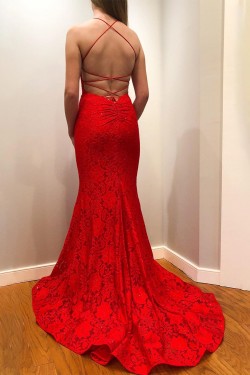 Elegant Mermaid Long Black Lace Prom Dresses Formal Evening Gowns 901642