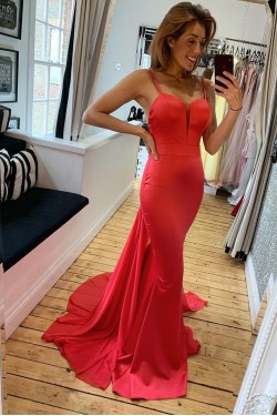 Long Red Mermaid Prom Dresses Formal Evening Gowns 901645