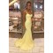 Long Yellow Mermaid Beaded Prom Dresses Formal Evening Gowns 901646