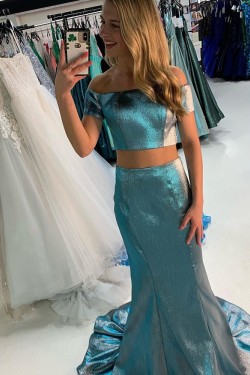 Mermaid Sparkle Two Pieces Prom Dresses Formal Evening Gowns 901648