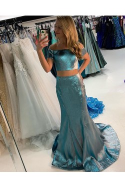 Mermaid Sparkle Two Pieces Prom Dresses Formal Evening Gowns 901648