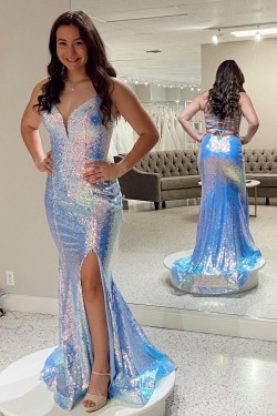 Elegant Mermaid Long Sparkle Prom Dresses Formal Evening Gowns 901650