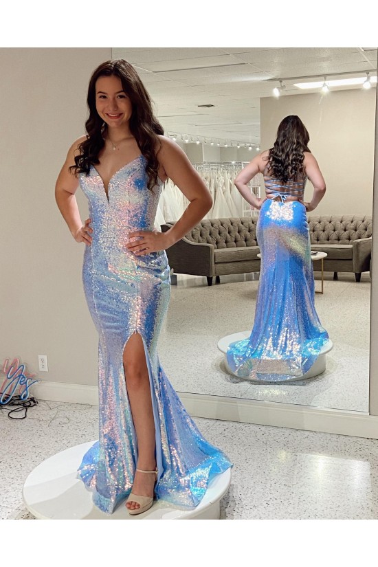 Elegant Mermaid Long Sparkle Prom Dresses Formal Evening Gowns 901650