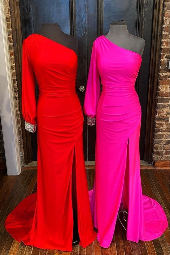 Long Mermaid One Shoulder Orange Prom Dresses Formal Evening Gowns 901660 Long Mermaid One Shoulder Orange Prom Dresses Formal Evening Gowns 901660