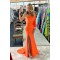 Long Mermaid One Shoulder Orange Prom Dresses Formal Evening Gowns 901660